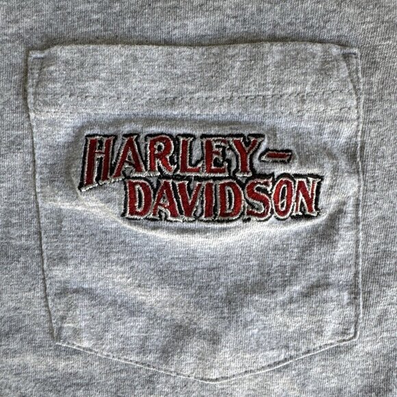 Vintage Made In USA Harley Davidson Pocket‎ Shirt Gray Grey 6XL Daytona Beach - Picture 2 of 8
